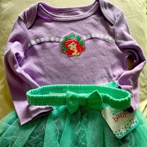 Cute 🌟 Disney Baby - One Piece Ariel Outfit with Tutu and Matching Headband